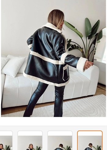 Siyah Kürklü Kısa Deri Kadın Ceket - Görsel 4