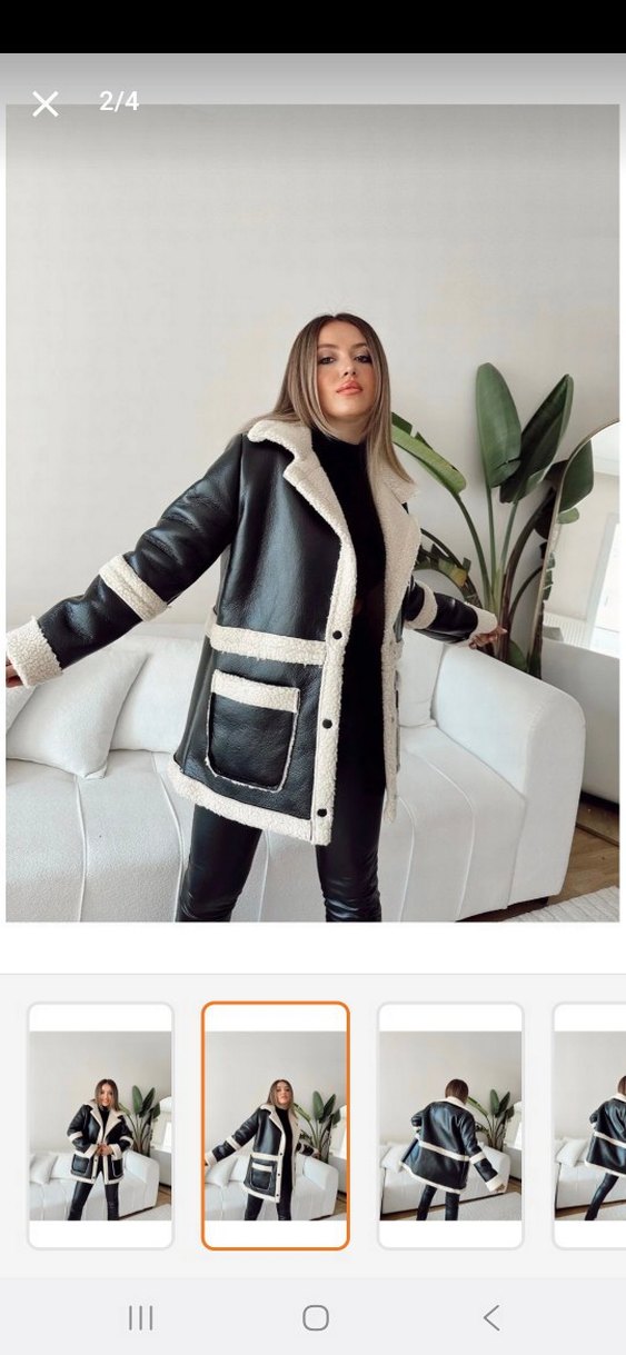 Siyah Kürklü Kısa Deri Kadın Ceket - Görsel 2