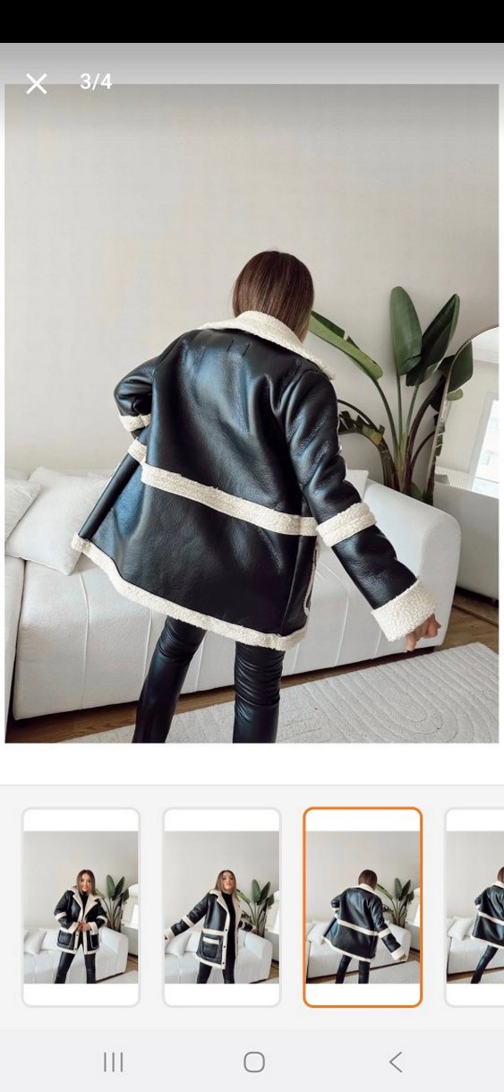 Siyah Kürklü Kısa Deri Kadın Ceket - Görsel 3