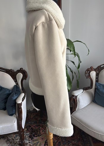 Kısa Kesim Bej Kürk Detaylı Süet Ceket - Görsel 8