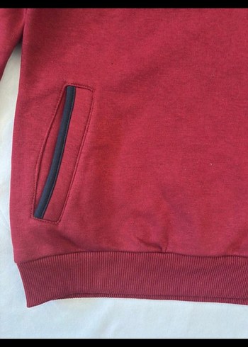 Bordo  Yüksek Yakalı Sweatshirt - Görsel 5