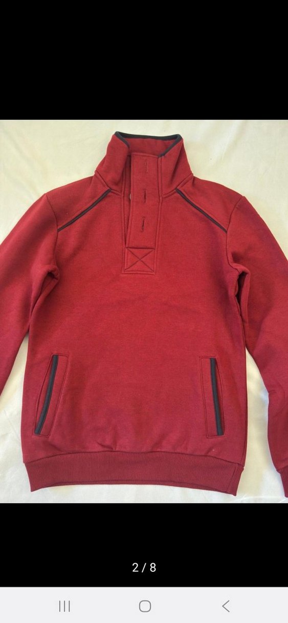 Bordo  Yüksek Yakalı Sweatshirt - Görsel 2