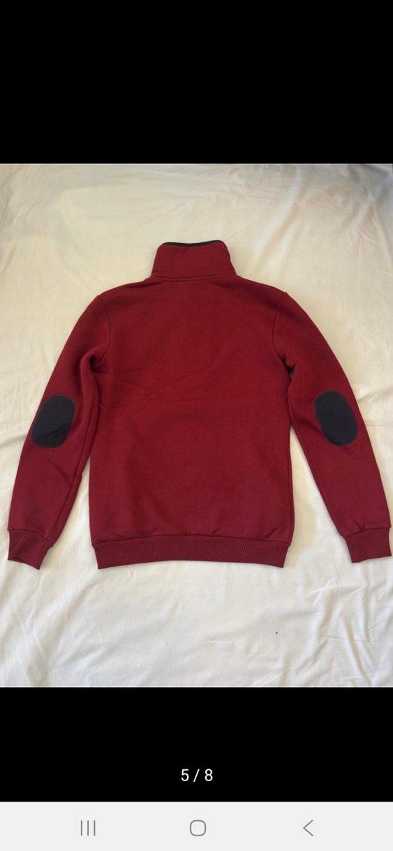 Bordo  Yüksek Yakalı Sweatshirt - Görsel 4