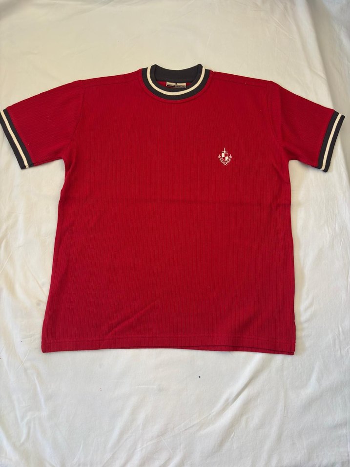 Kısa Kollu Kırmızı Erkek Triko Tişört - Görsel 5