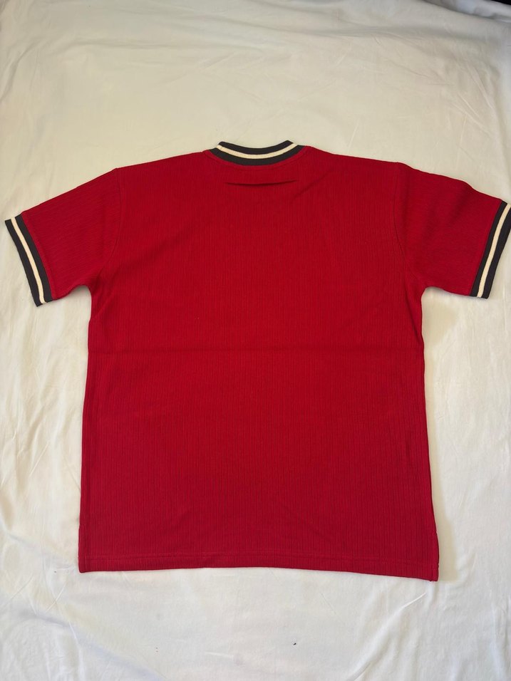 Kısa Kollu Kırmızı Erkek Triko Tişört - Görsel 4