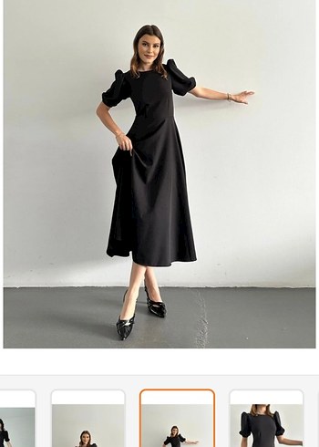 Balon kol elbise - Görsel 3