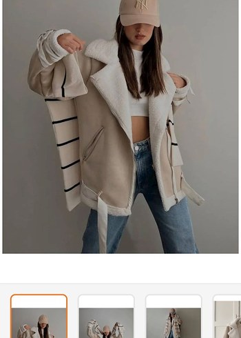 Kürk Detaylı Bej Süet Kadın Ceket - Görsel 4