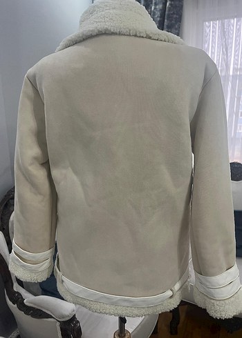 Kürk Detaylı Bej Süet Kadın Ceket - Görsel 9
