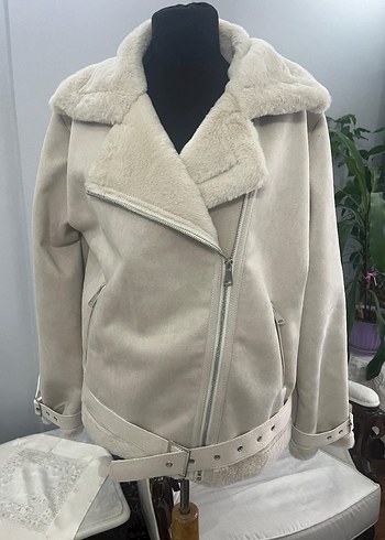 Beyaz Kürklü Midi Kadın Ceket - Görsel 7