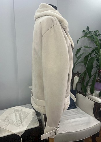 Beyaz Kürklü Midi Kadın Ceket - Görsel 6