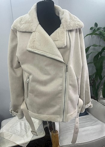 Beyaz Kürklü Midi Kadın Ceket - Görsel 8