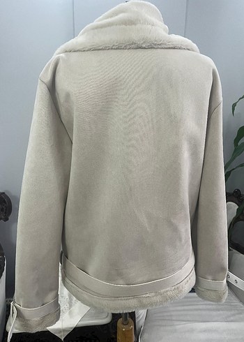 Beyaz Kürklü Midi Kadın Ceket - Görsel 5