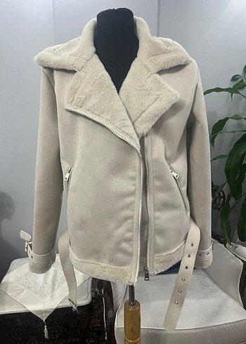 Beyaz Kürklü Midi Kadın Mont - Görsel 5