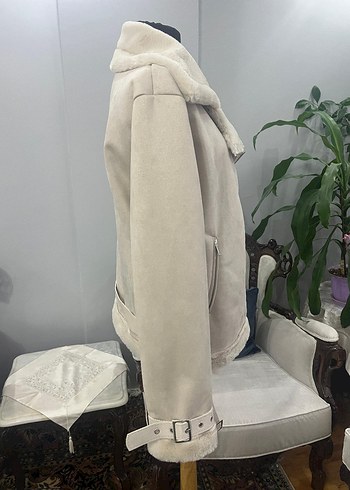 Beyaz Kürklü Midi Kadın Mont - Görsel 7