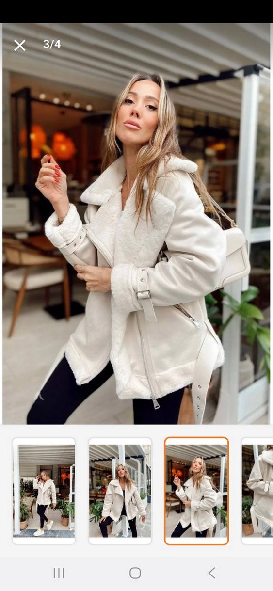 Beyaz Kürklü Midi Kadın Mont - Görsel 3