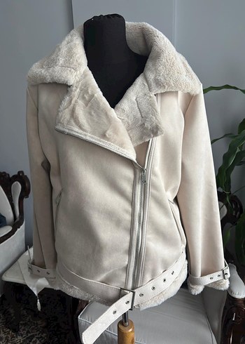 Beyaz Kürklü Midi Kadın Ceket - Görsel 6