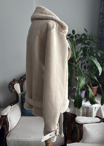 Beyaz Kürklü Midi Kadın Ceket - Görsel 7