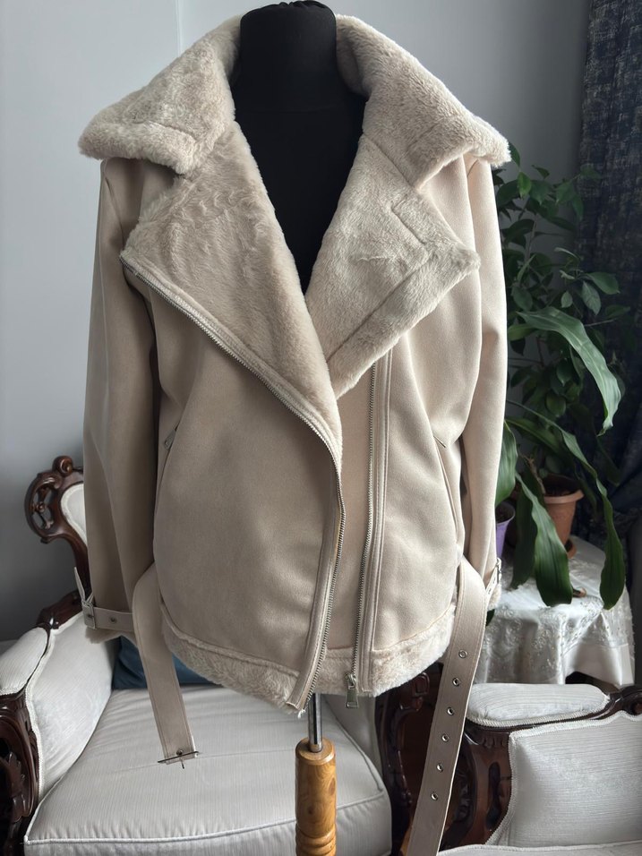 Beyaz Kürklü Midi Kadın Ceket - Görsel 5