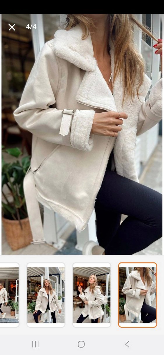 Beyaz Kürklü Midi Kadın Ceket - Görsel 4