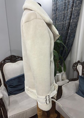 Bej Kürklü Süet Kısa Ceket - Görsel 7