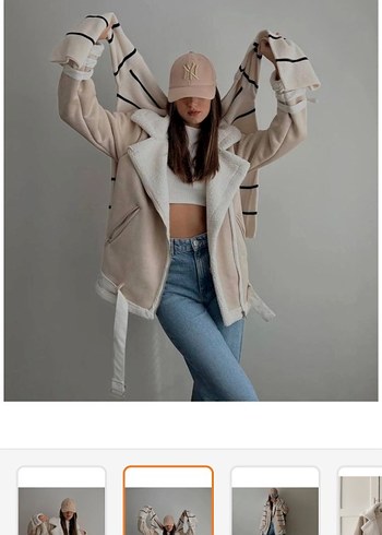 Bej Kürklü Süet Kısa Ceket - Görsel 3