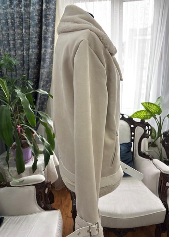 Beyaz Kürklü Midi Kadın Ceket - Görsel 10