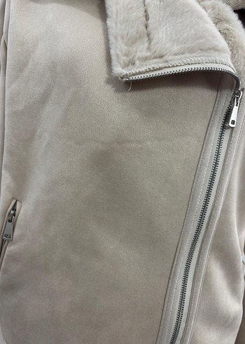 Beyaz Kürklü Midi Kadın Ceket - Görsel 7