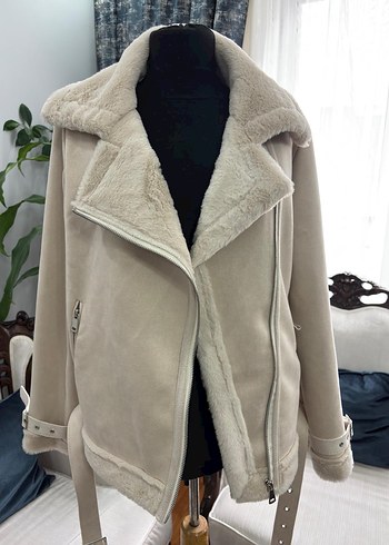 Beyaz Kürklü Midi Kadın Ceket - Görsel 5