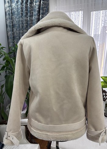 Beyaz Peluş Detaylı Midi Kadın Ceket - Görsel 10