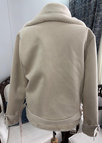 Beyaz Kürklü Midi Kadın Ceket - Görsel 8