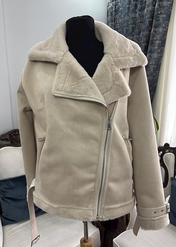 Beyaz Kürklü Midi Kadın Ceket - Görsel 6