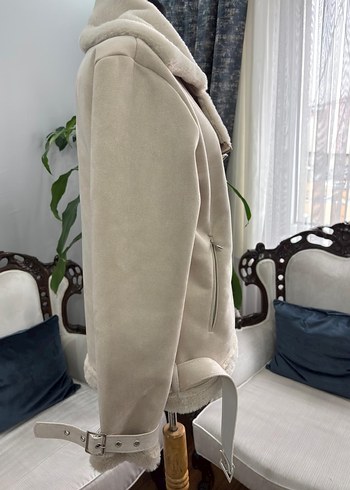 Beyaz Kürklü Midi Kadın Ceket - Görsel 7