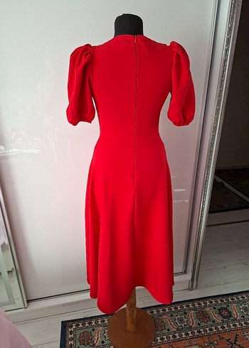 Kırmızı Vintage Uzun Abiye Elbise - Görsel 5