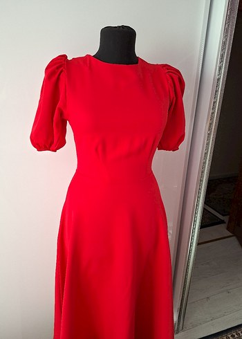 Kırmızı Vintage Uzun Abiye Elbise - Görsel 3