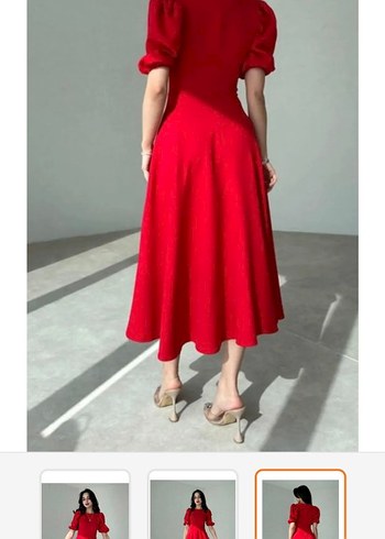 Kırmızı Vintage Uzun Abiye Elbise - Görsel 8