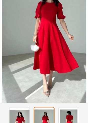 Kırmızı Vintage Uzun Abiye Elbise - Görsel 7