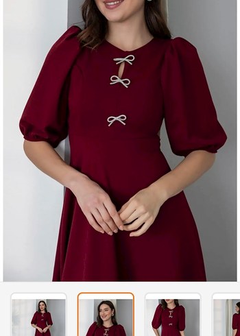 Diğer Bordo fiyonklu elbise