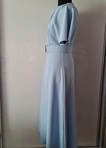 Mavi  Pilili Uzun Kadın Elbise - Görsel 6