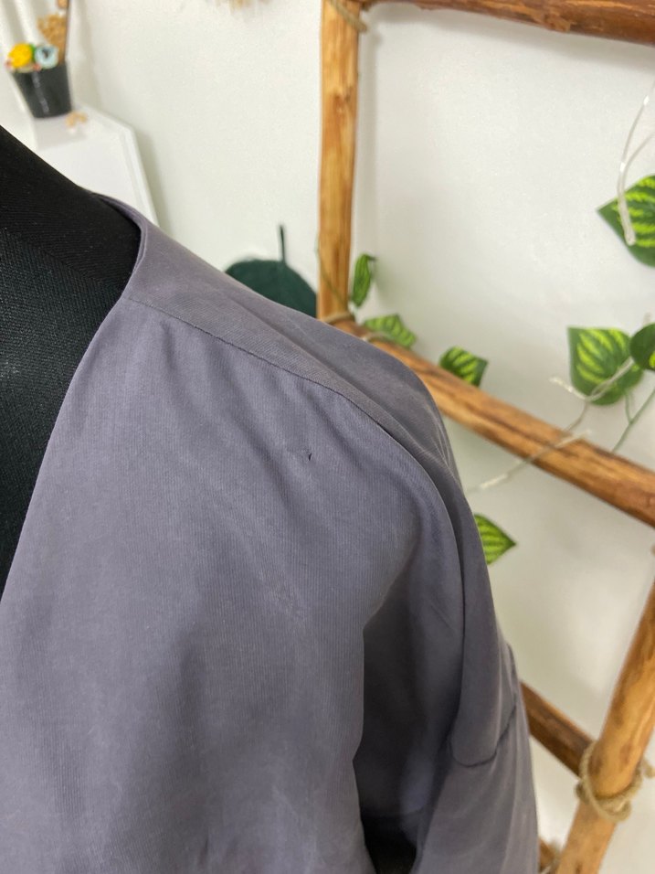 Düğmeli Gri Midi Kadın Ceket - Görsel 3