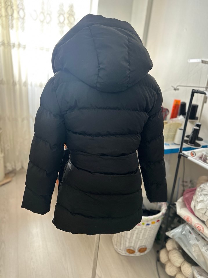 Kuşaklı Siyah Midi Kaban - Görsel 2