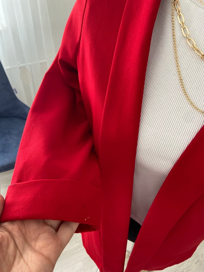 Kırmızı Mini Kadın Blazer Ceket - Görsel 2