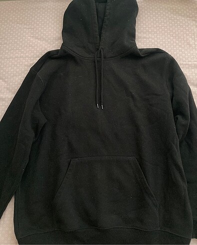 H&M siyah sweatshirt oversize kapüşonlu