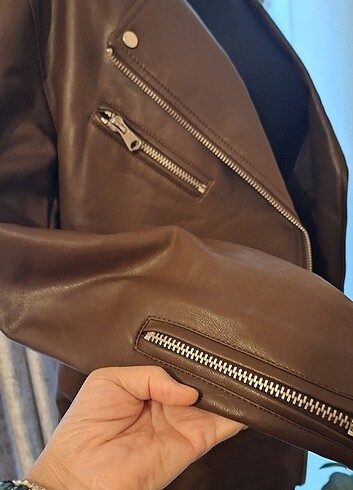 s Beden kahverengi Renk Stradivarius deri ceket