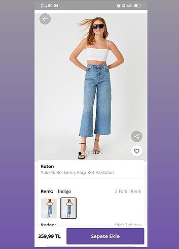 Yüksek bel geniş paça jean pantolon 
