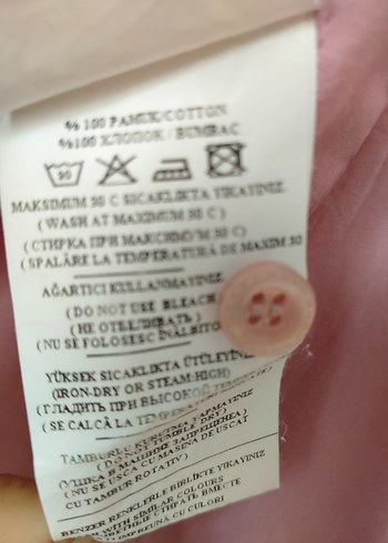 Düğmeli Pembe Keten Uzun Kollu Gömlek - Görsel 5