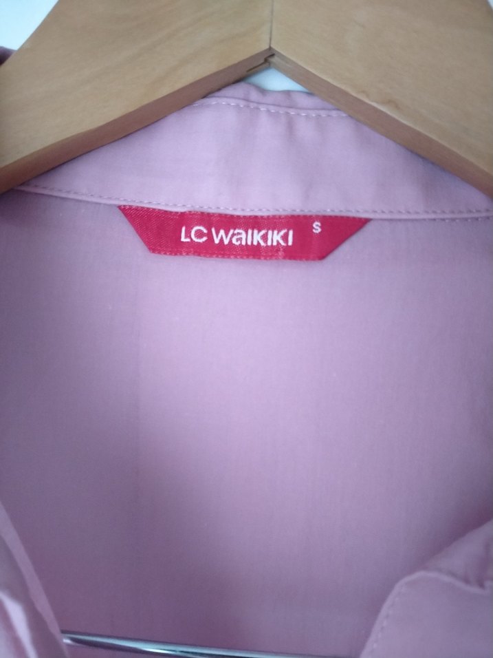 Düğmeli Pembe Keten Uzun Kollu Gömlek - Görsel 4