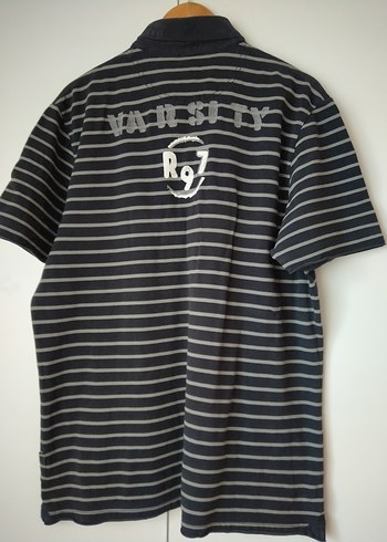 Erkek Gri Çizgili Kısa Kollu Polo Tişört - Görsel 2