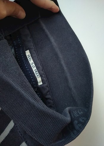 Erkek Gri Çizgili Kısa Kollu Polo Tişört - Görsel 3