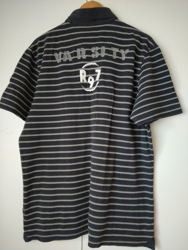 Erkek Gri Çizgili Kısa Kollu Polo Tişört - Görsel 2