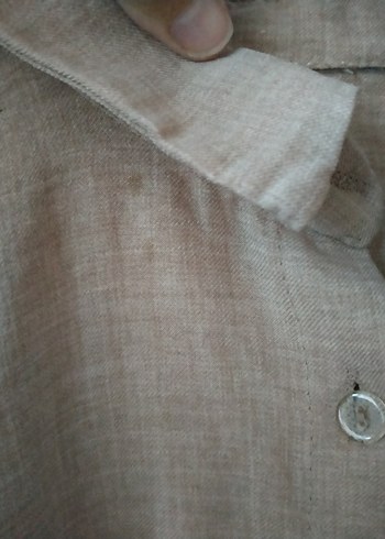 Bej Kısa Kollu Keten Gömlek - Görsel 4